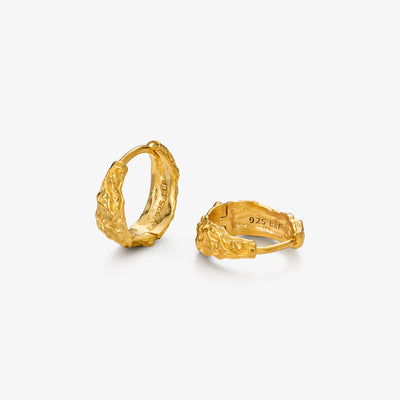Melted Hoop 12 mm Øreringe Guldbelagt