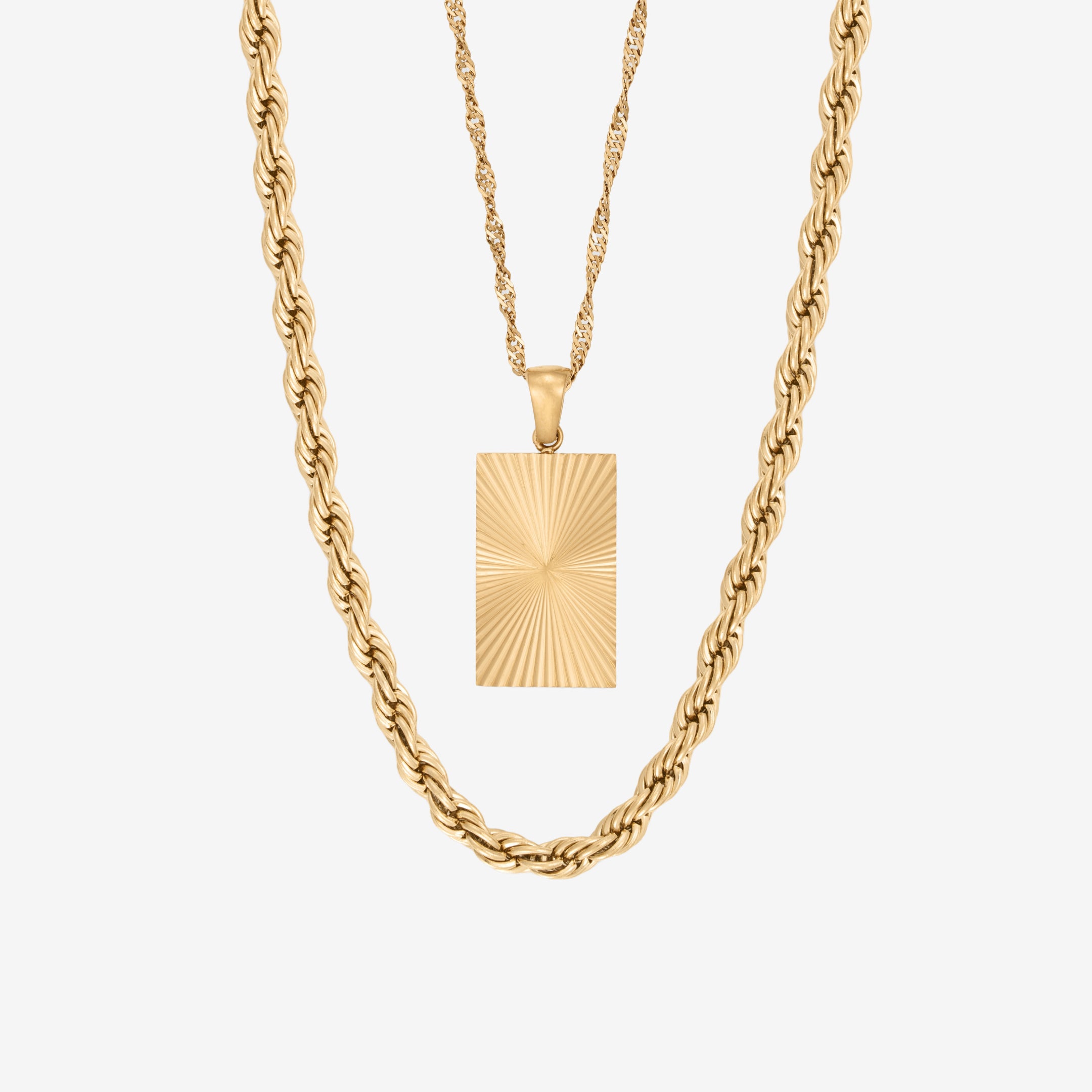 Touw en Zon Ketting Set: 2 kettingen