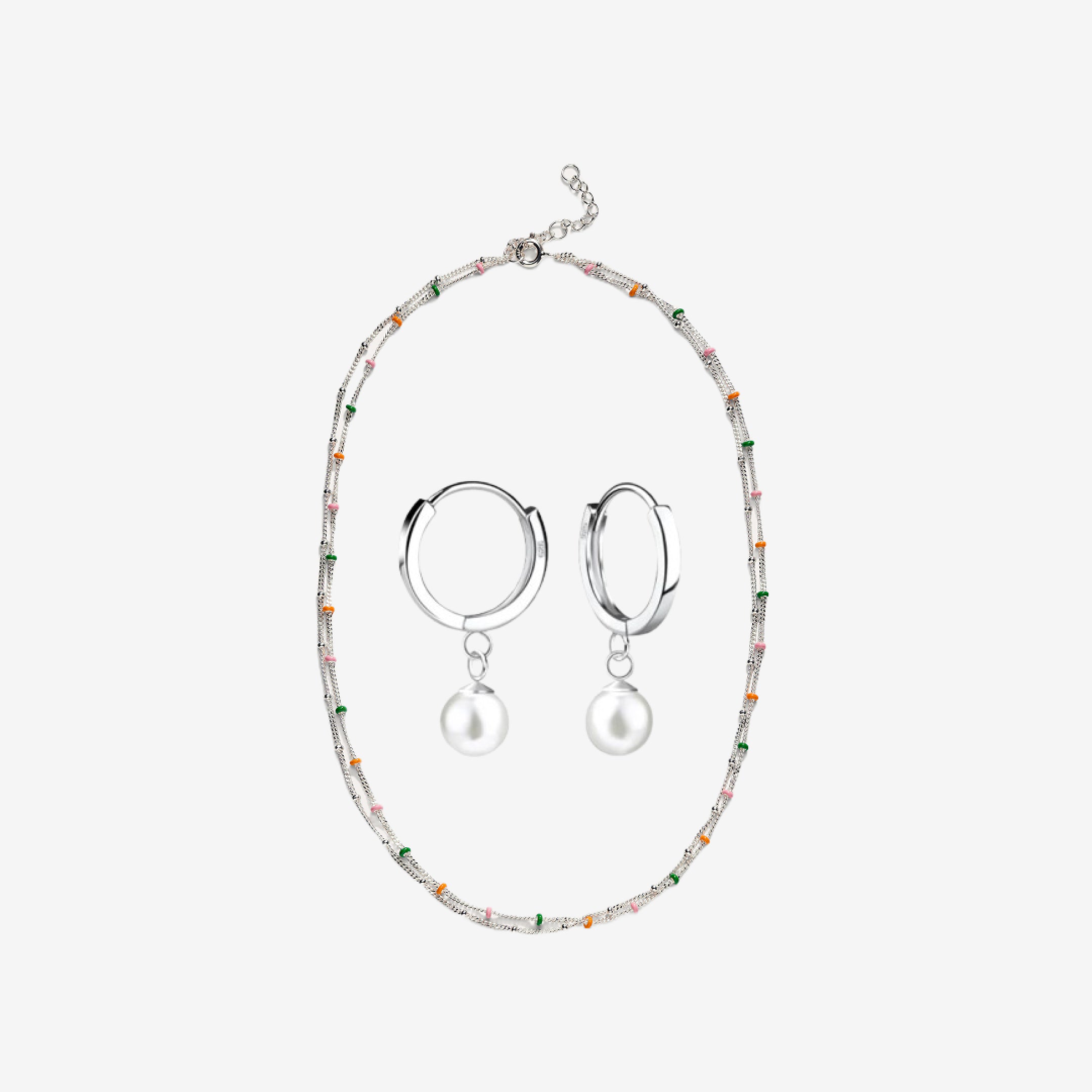 Dubbele Dot Pareld Hoop Set