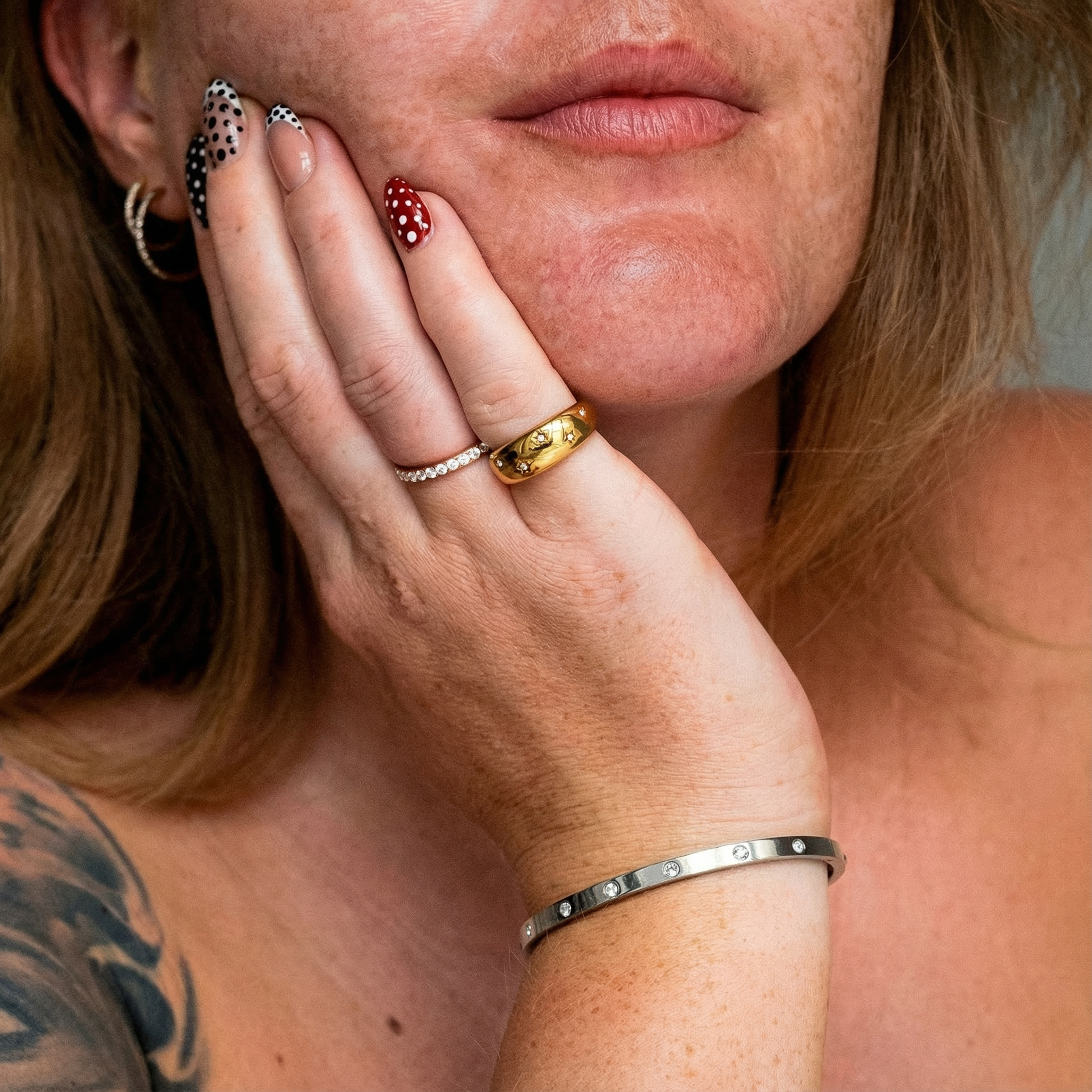 Classic Kristal Dot Armband Zilvergekleurd